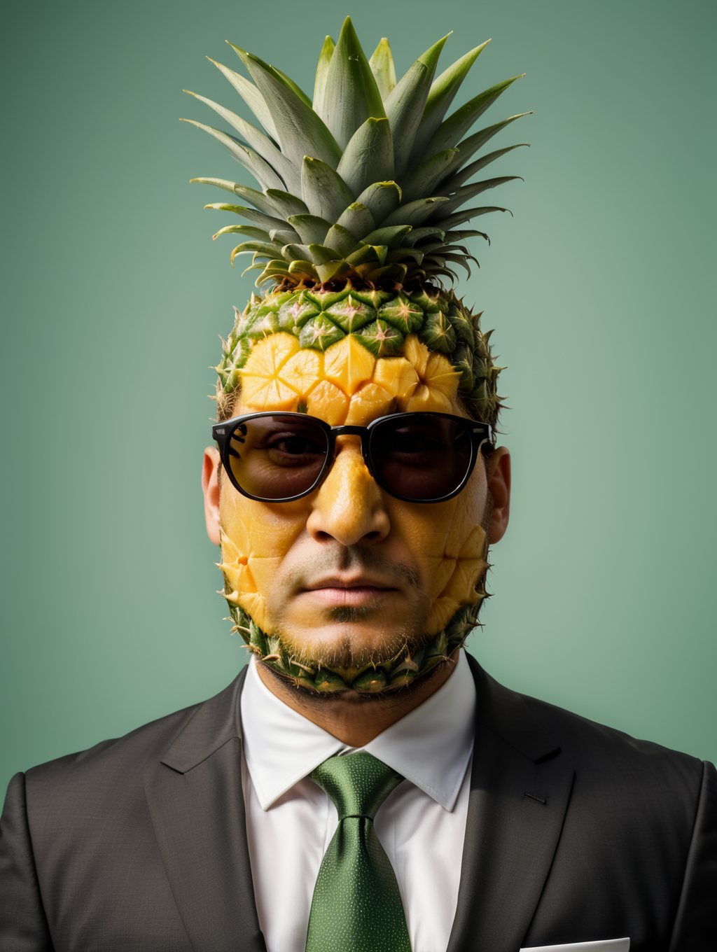 Premium Free ai Images man in business suit with pineapple for head