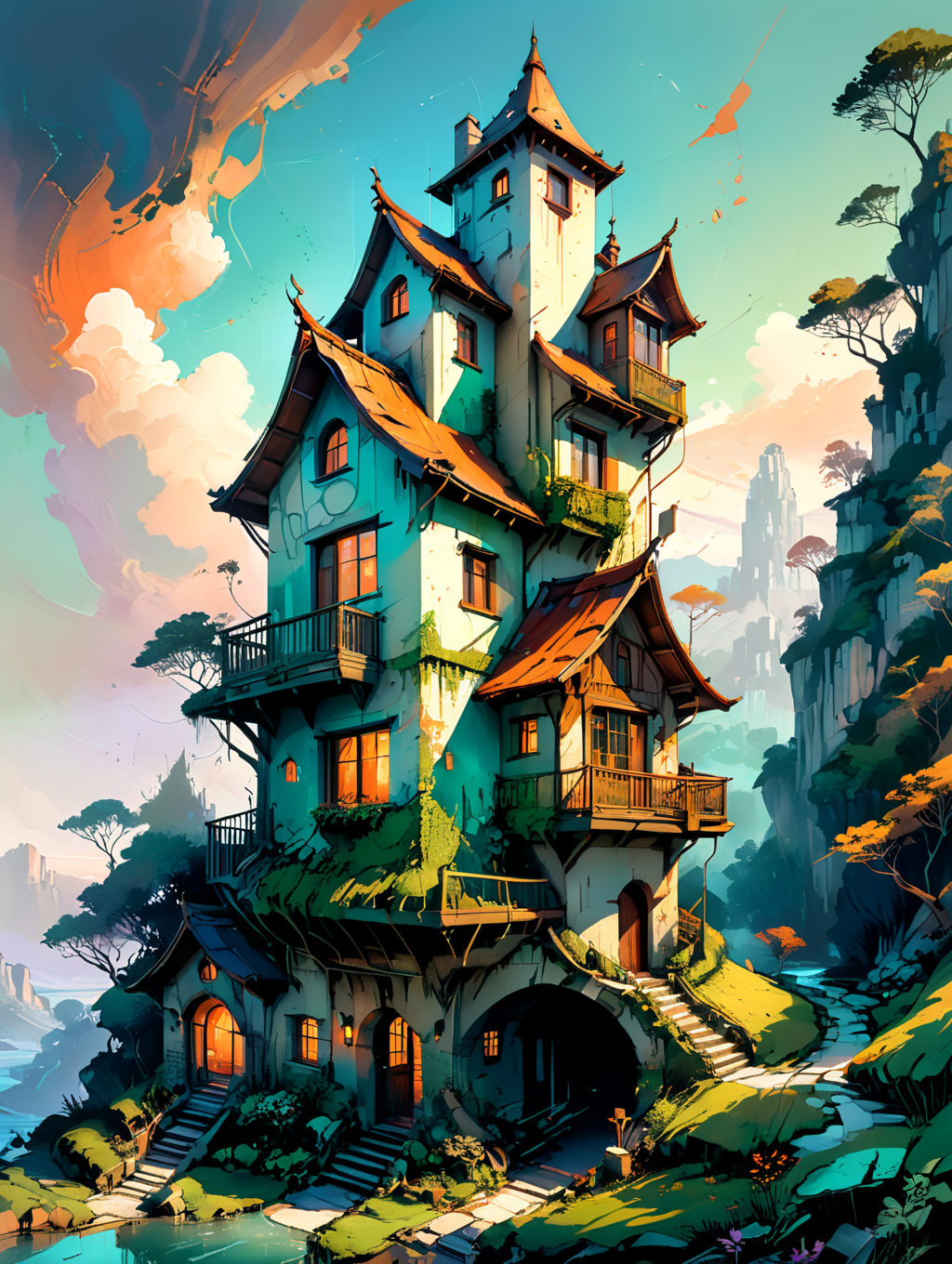 Premium Free ai Images | Enchanting Elfin Oasis: Nature's Embrace