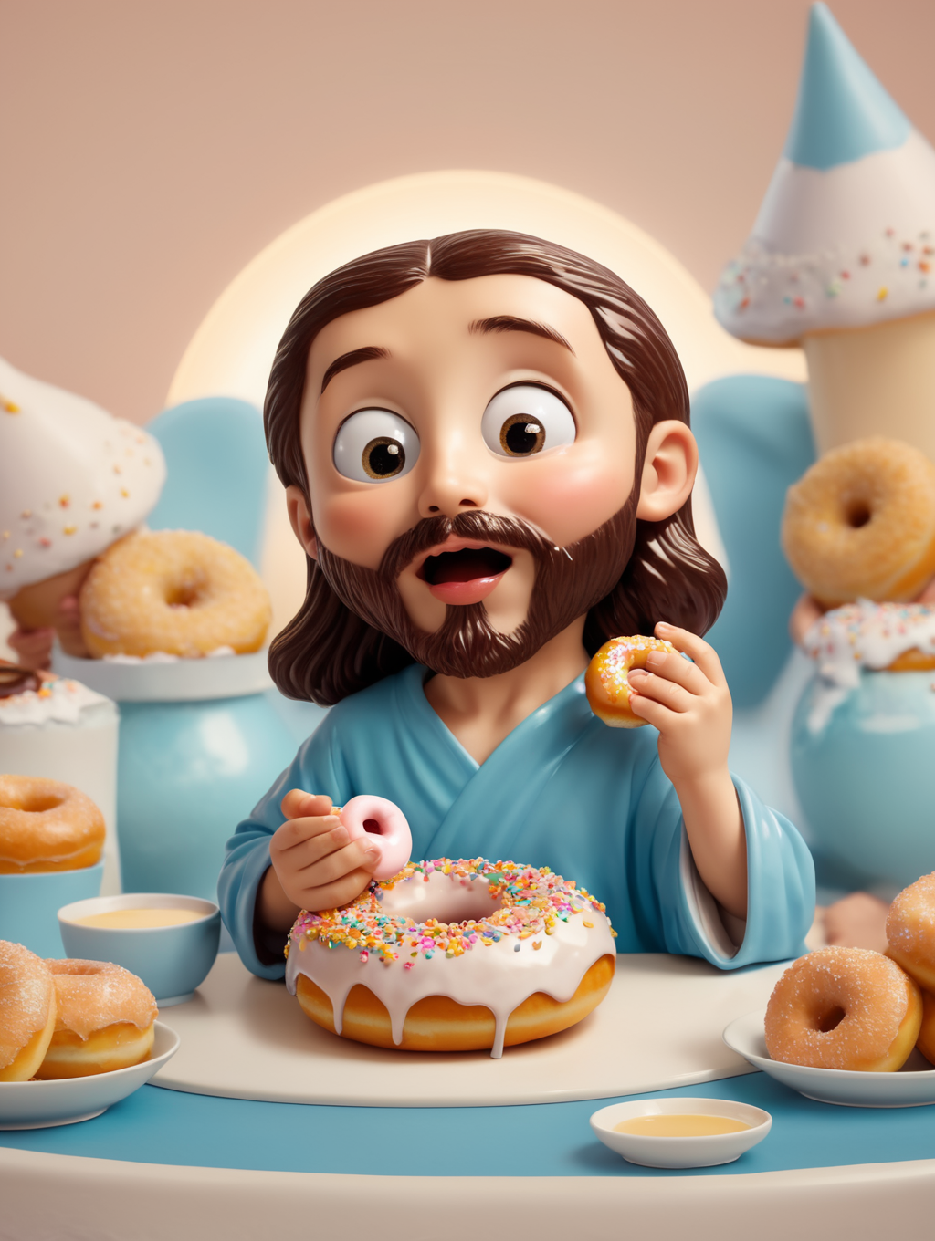 Premium Free ai Images | jesus eating sweet donut