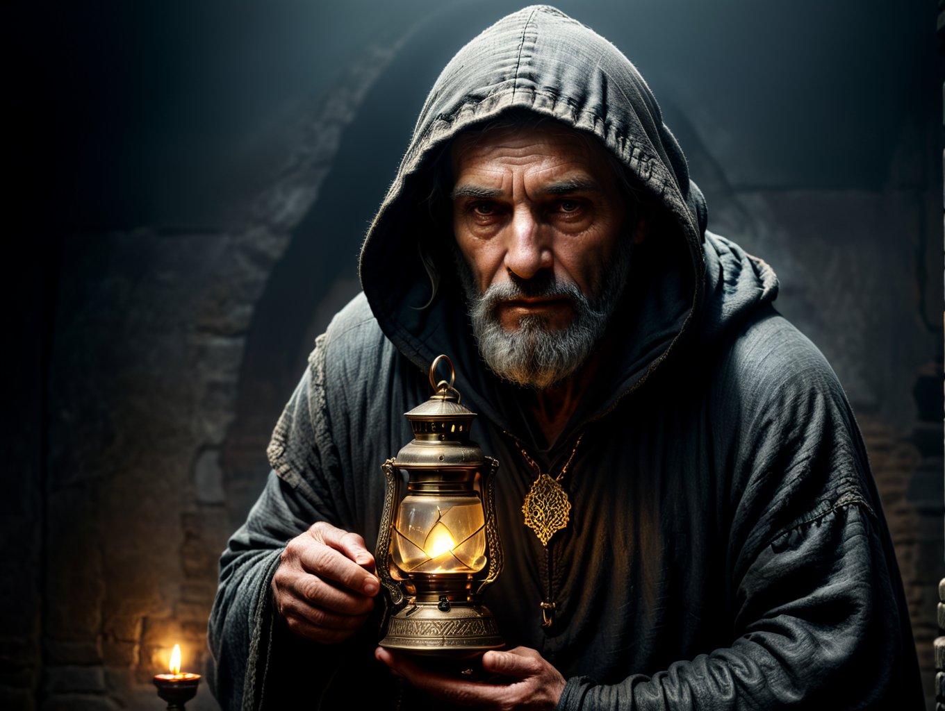Premium Free ai Images mysterious old hooded figure old man full body