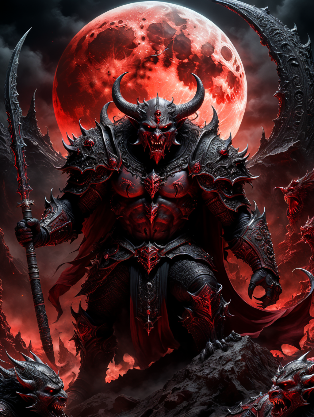 Premium Free ai Images | Demonic Moon: A Medieval Spectacle