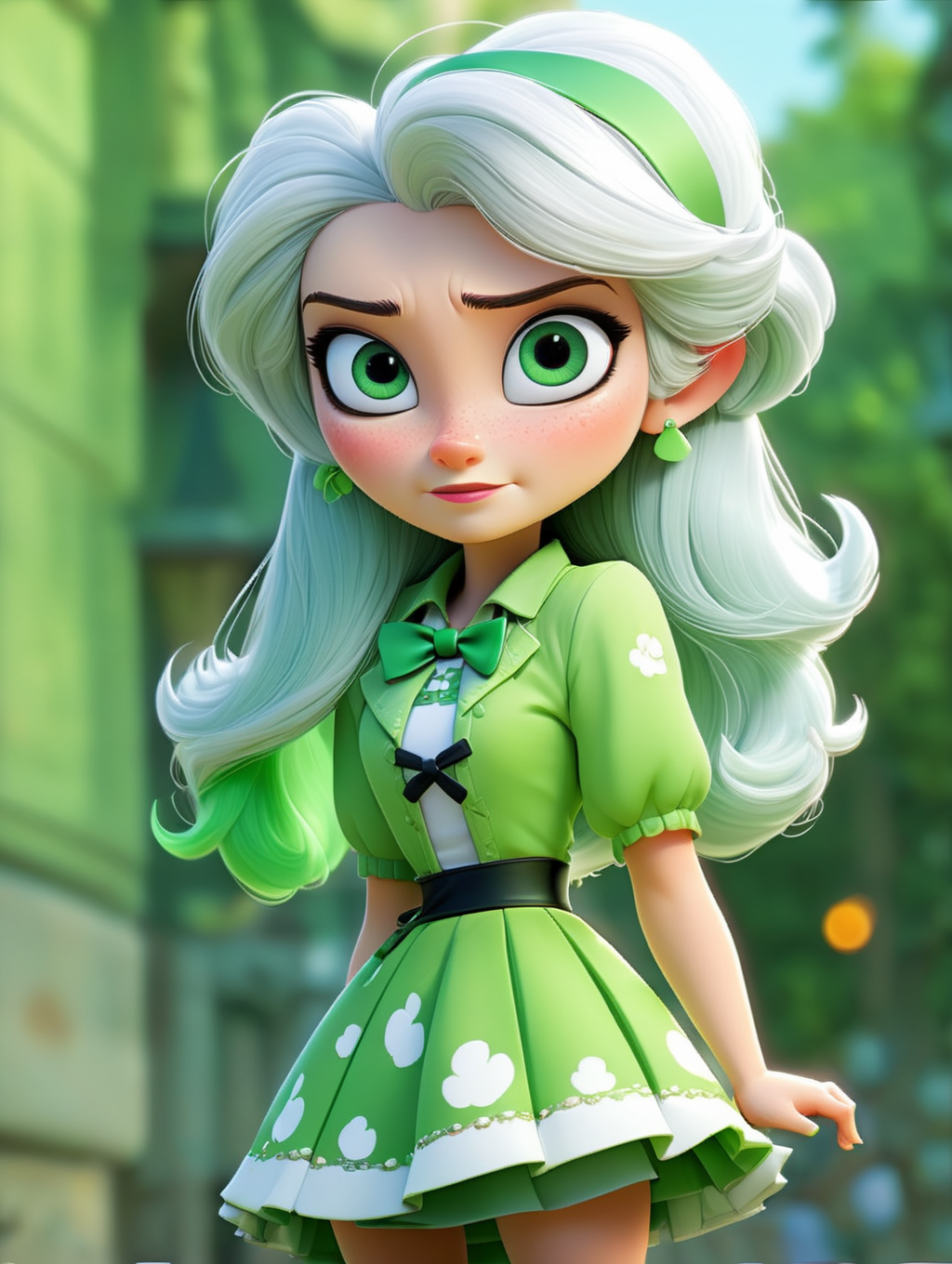 Premium Free ai Images | Green-and-White Anime Princess Premium Free ai Images | Green-and-White Anime Princess