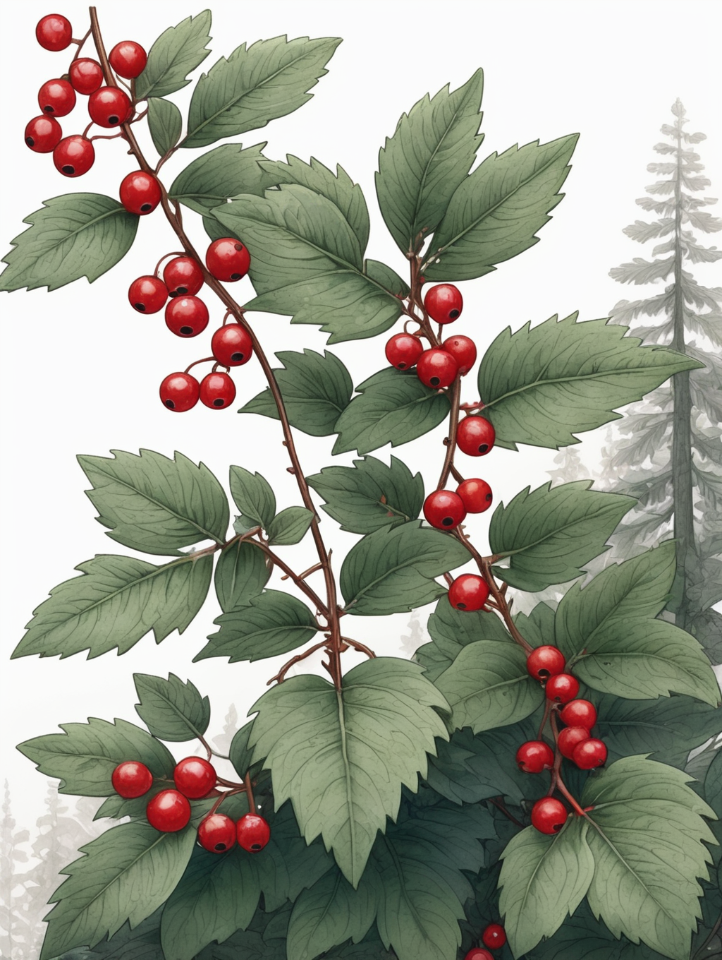 Premium Free ai Images botanical illustration rankende immergrune